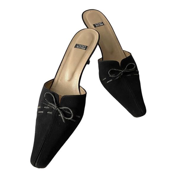 Vintage Stuart Weitzman Bow Accent Pointed Open Back Heel Shoes in Size 9B - Picture 2 of 12